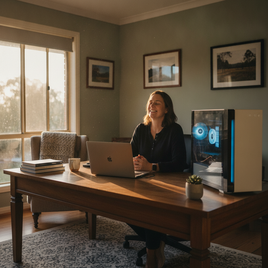 Computer cleaning in Leets Vale (2775) — a local resident at home with a clean, fast, dust-free computer running cool and quiet