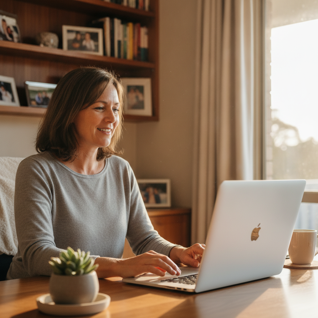 Professional computer clean-out in Leonay (2750) — a happy New South Wales resident at home with a spotless, fast, quiet machine