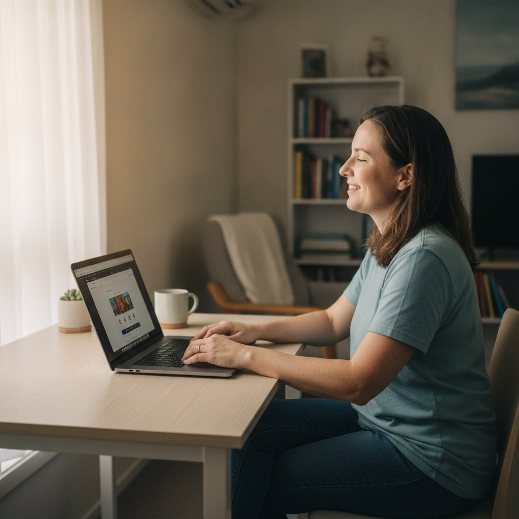 Computer cleaning in Loganholme (4129) — a local resident at home with a clean, fast, dust-free computer running cool and quiet