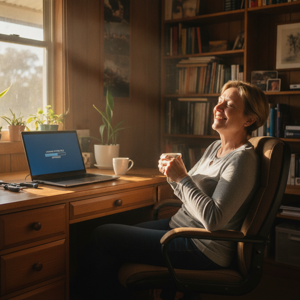 Computer cleaning in Logans Crossing (2439) — a local resident at home with a clean, fast, dust-free computer running cool and quiet