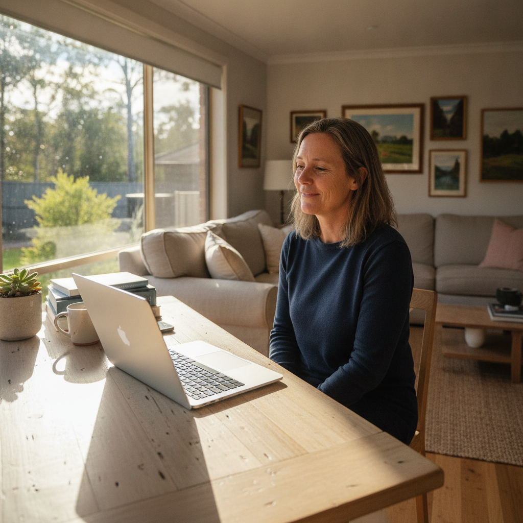 Professional computer clean-out in Lower Creek (2440) — a happy New South Wales resident at home with a spotless, fast, quiet machine