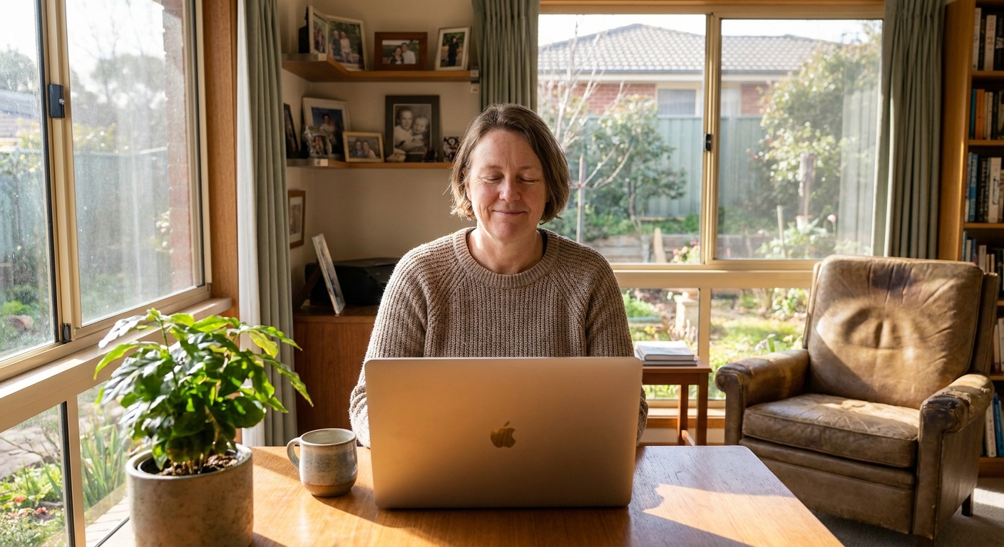 Computer cleaning in Lyons (2606) — a local resident at home with a clean, fast, dust-free computer running cool and quiet