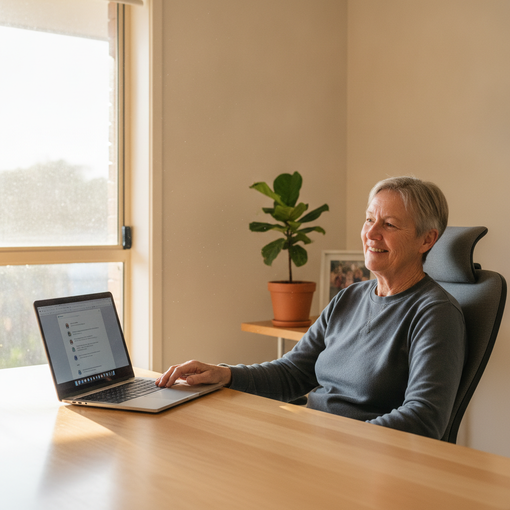 Professional computer clean-out in Magill North (5072) — a happy South Australia resident at home with a spotless, fast, quiet machine