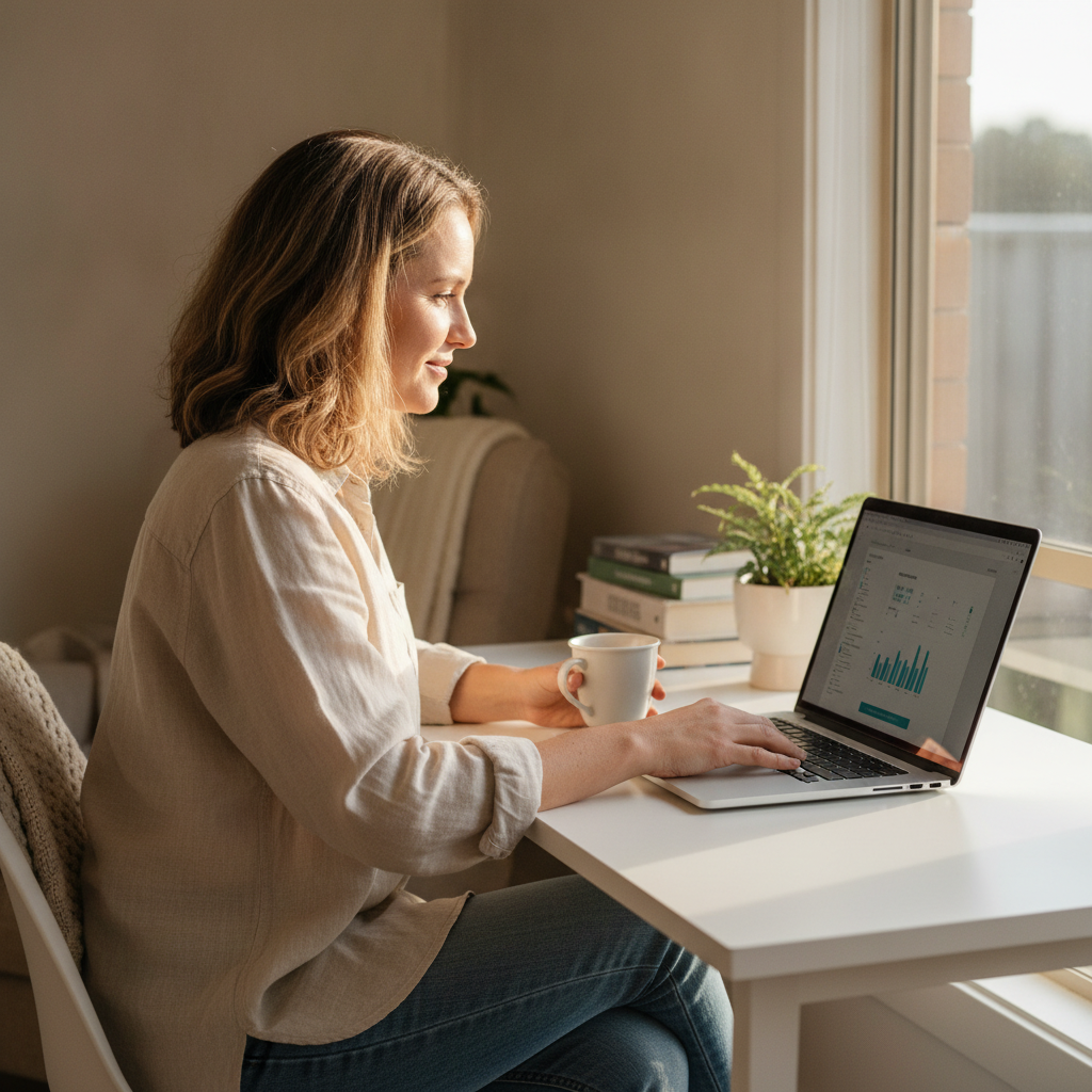 Professional computer clean-out in Manera Heights (2830) — a happy New South Wales resident at home with a spotless, fast, quiet machine