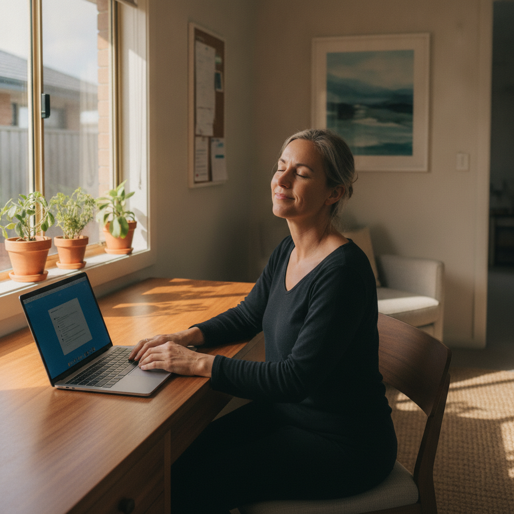 Professional computer clean-out in Mango Hill (4509) — a happy Queensland resident at home with a spotless, fast, quiet machine