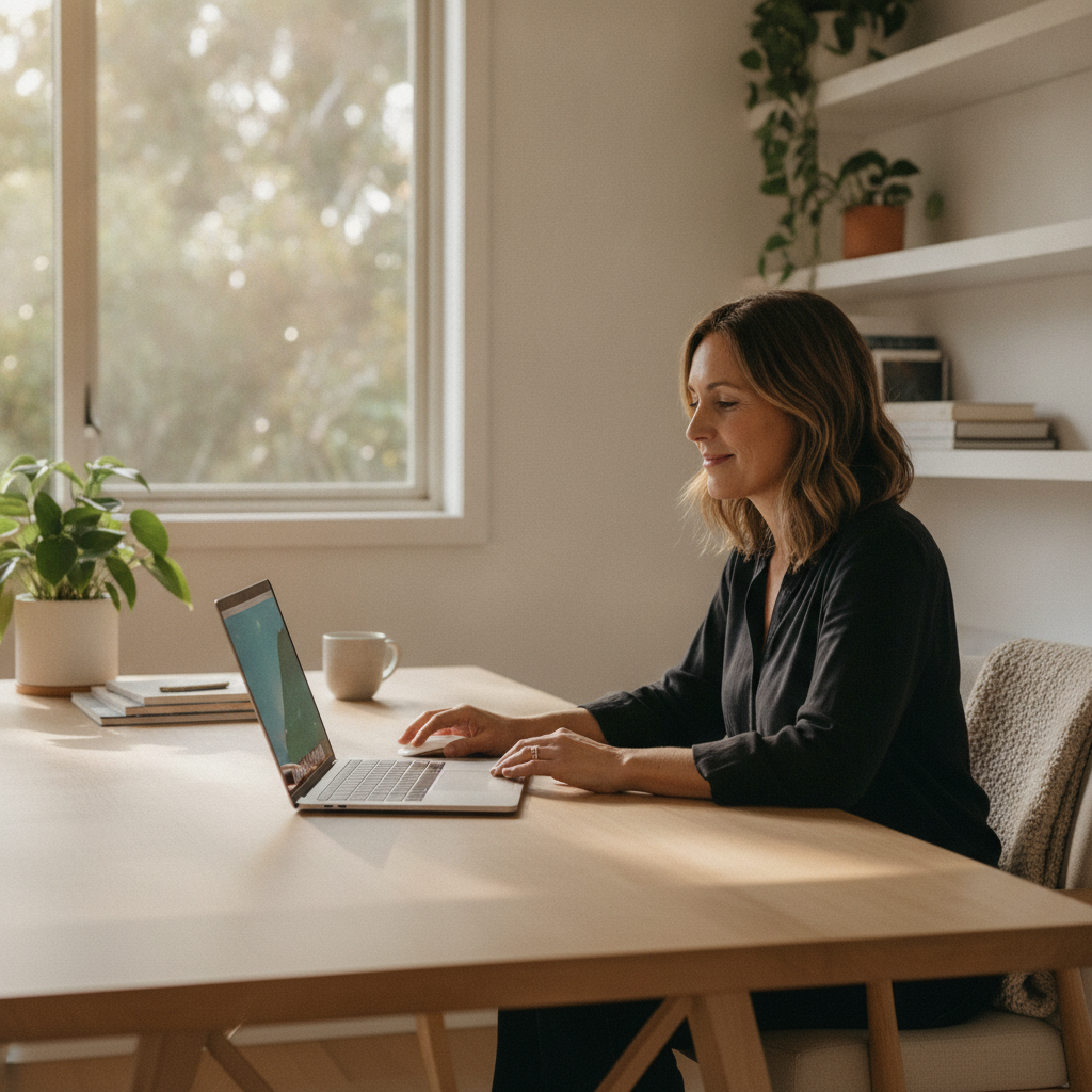 Professional computer clean-out in Manly East (2095) — a happy New South Wales resident at home with a spotless, fast, quiet machine
