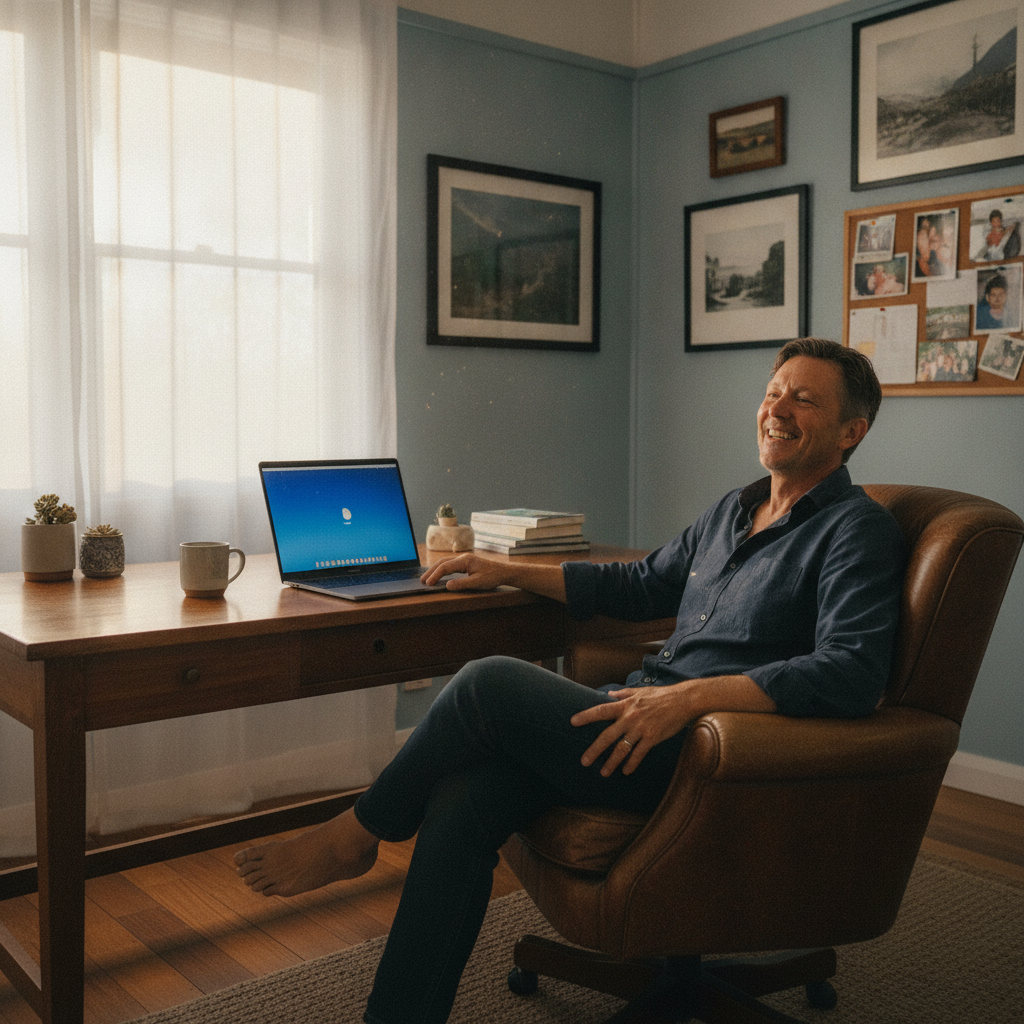Computer cleaning in Mansfield (4122) — a local resident at home with a clean, fast, dust-free computer running cool and quiet