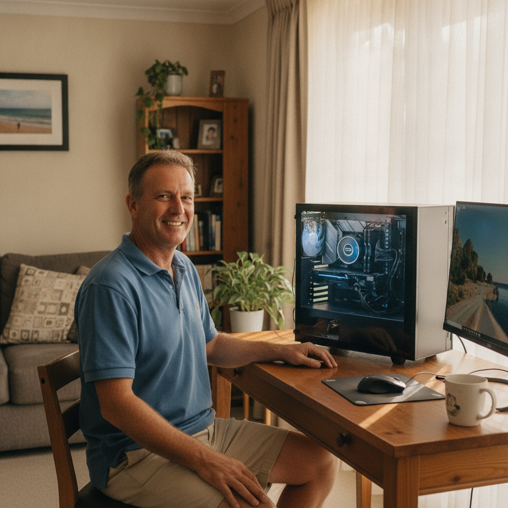Computer cleaning in Marangaroo (6064) — a local resident at home with a clean, fast, dust-free computer running cool and quiet