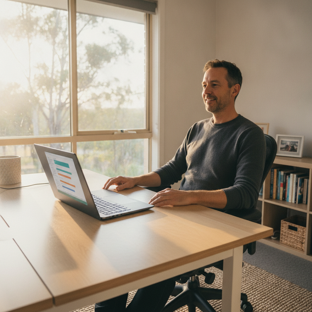 Computer cleaning in Marlow (2775) — a local resident at home with a clean, fast, dust-free computer running cool and quiet