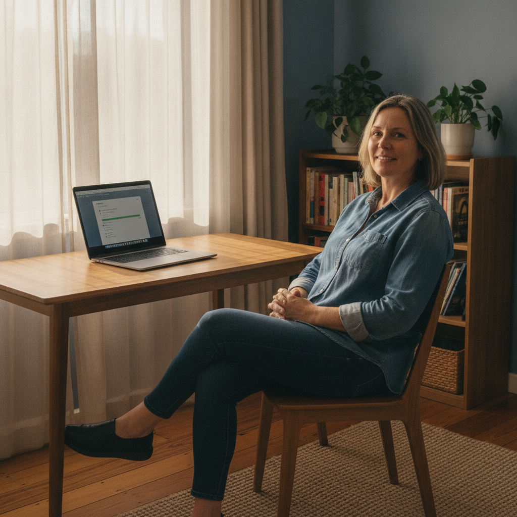 Professional computer clean-out in Marrangaroo (2790) — a happy New South Wales resident at home with a spotless, fast, quiet machine