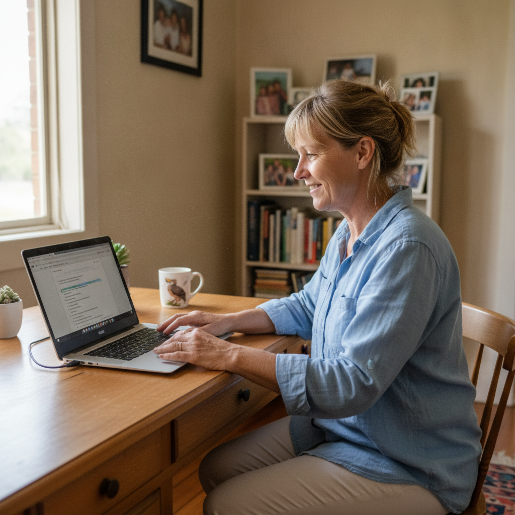 Professional computer clean-out in Marrar (2652) — a happy New South Wales resident at home with a spotless, fast, quiet machine