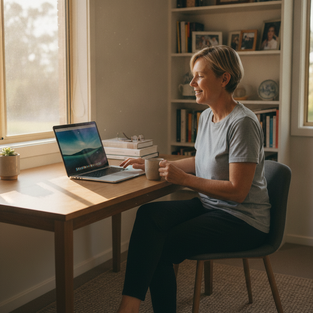 Professional computer clean-out in Martinsville (2265) — a happy New South Wales resident at home with a spotless, fast, quiet machine