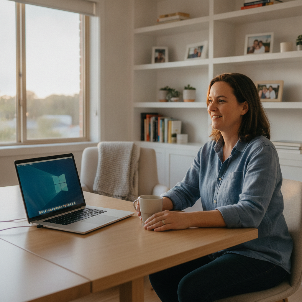 Professional computer clean-out in Marulan (2579) — a happy New South Wales resident at home with a spotless, fast, quiet machine