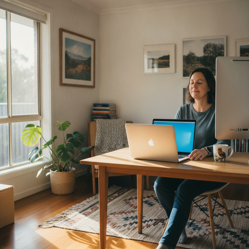 Professional computer clean-out in Maryland (2287) — a happy New South Wales resident at home with a spotless, fast, quiet machine