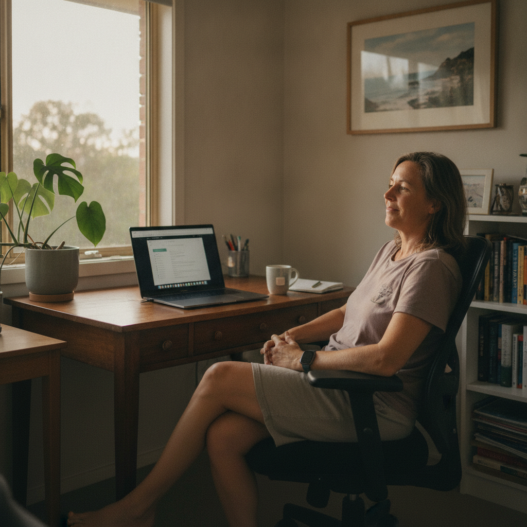 Professional computer clean-out in Matcham (2250) — a happy New South Wales resident at home with a spotless, fast, quiet machine