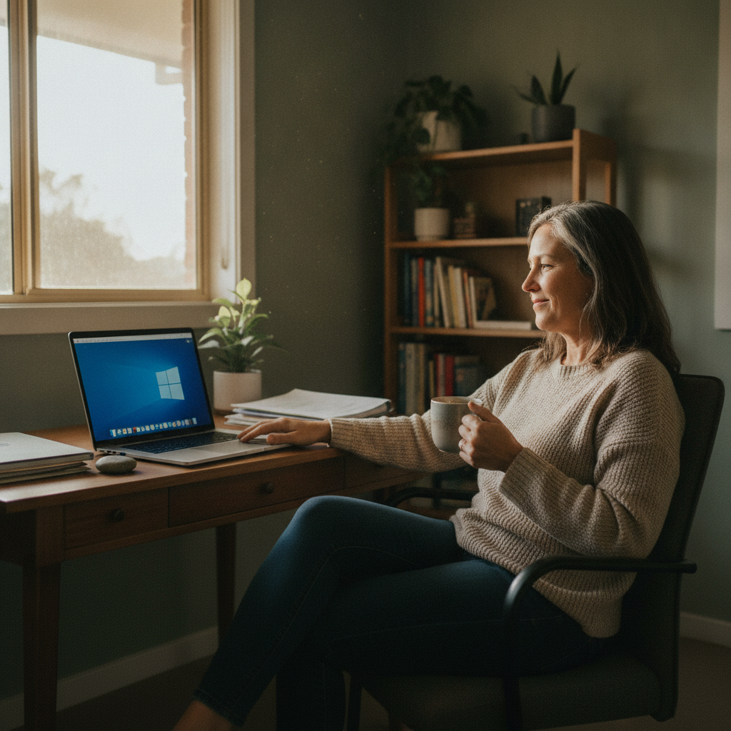 Computer cleaning in Maybole (2365) — a local resident at home with a clean, fast, dust-free computer running cool and quiet