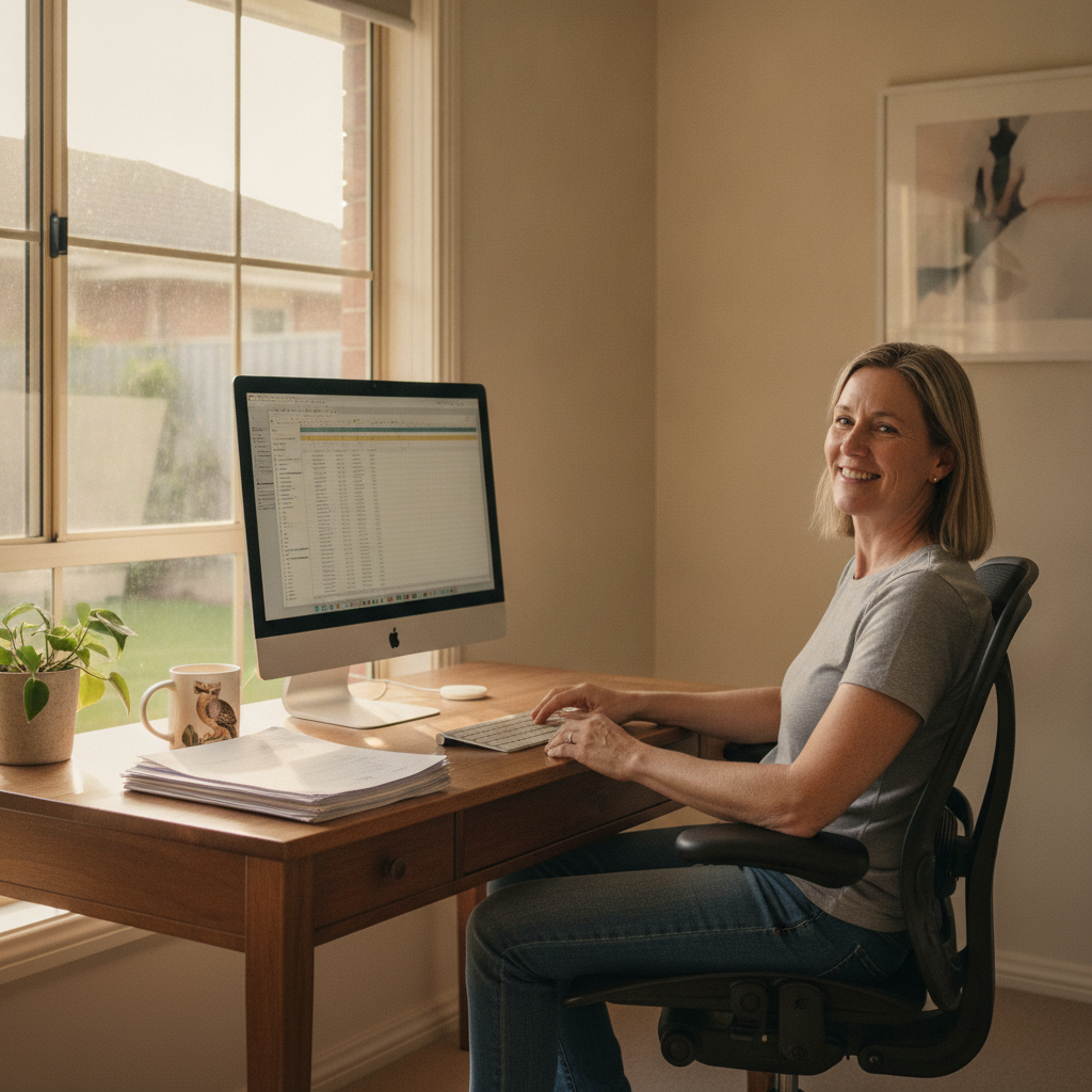 Professional computer clean-out in Mayfield (2304) — a happy New South Wales resident at home with a spotless, fast, quiet machine