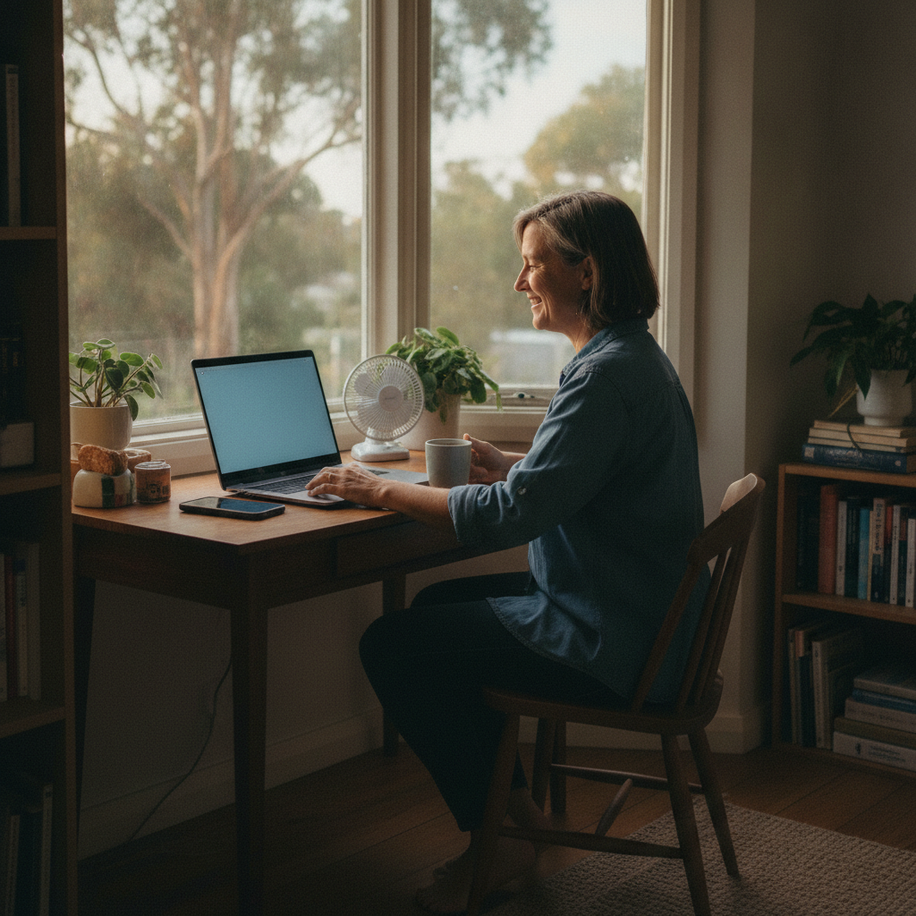 Computer cleaning in Maylands (5069) — a local resident at home with a clean, fast, dust-free computer running cool and quiet