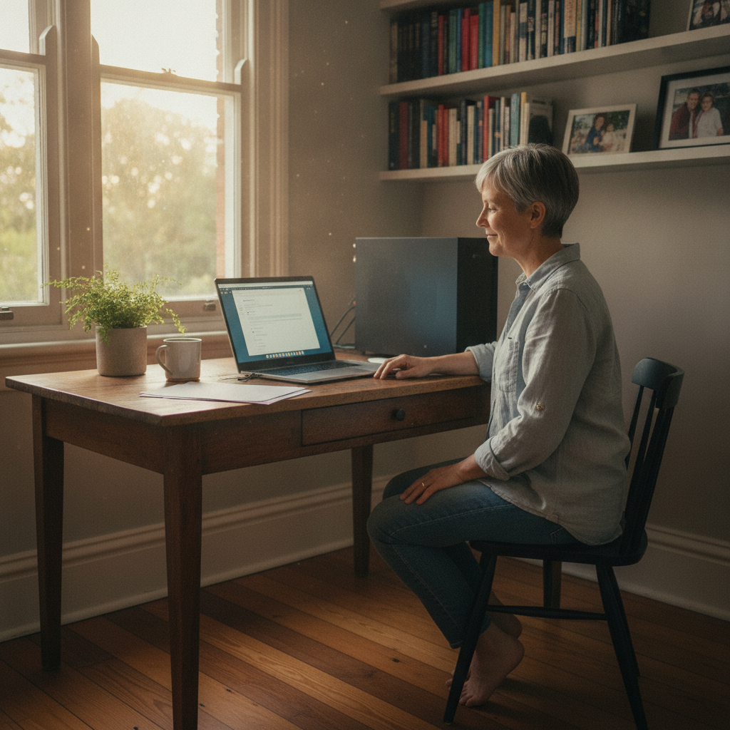 Professional computer clean-out in Maylands (6051) — a happy Western Australia resident at home with a spotless, fast, quiet machine