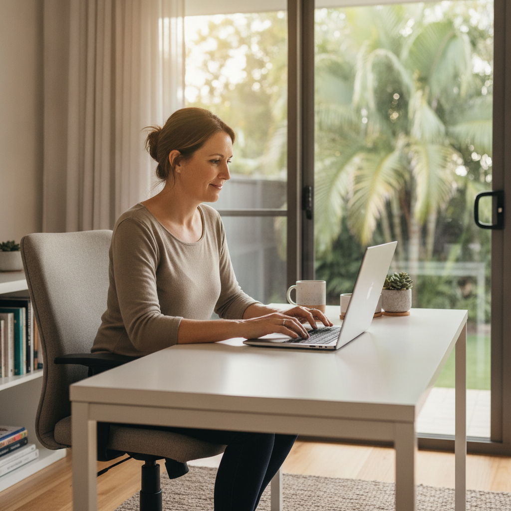 Professional computer clean-out in McDowall (4053) — a happy Queensland resident at home with a spotless, fast, quiet machine
