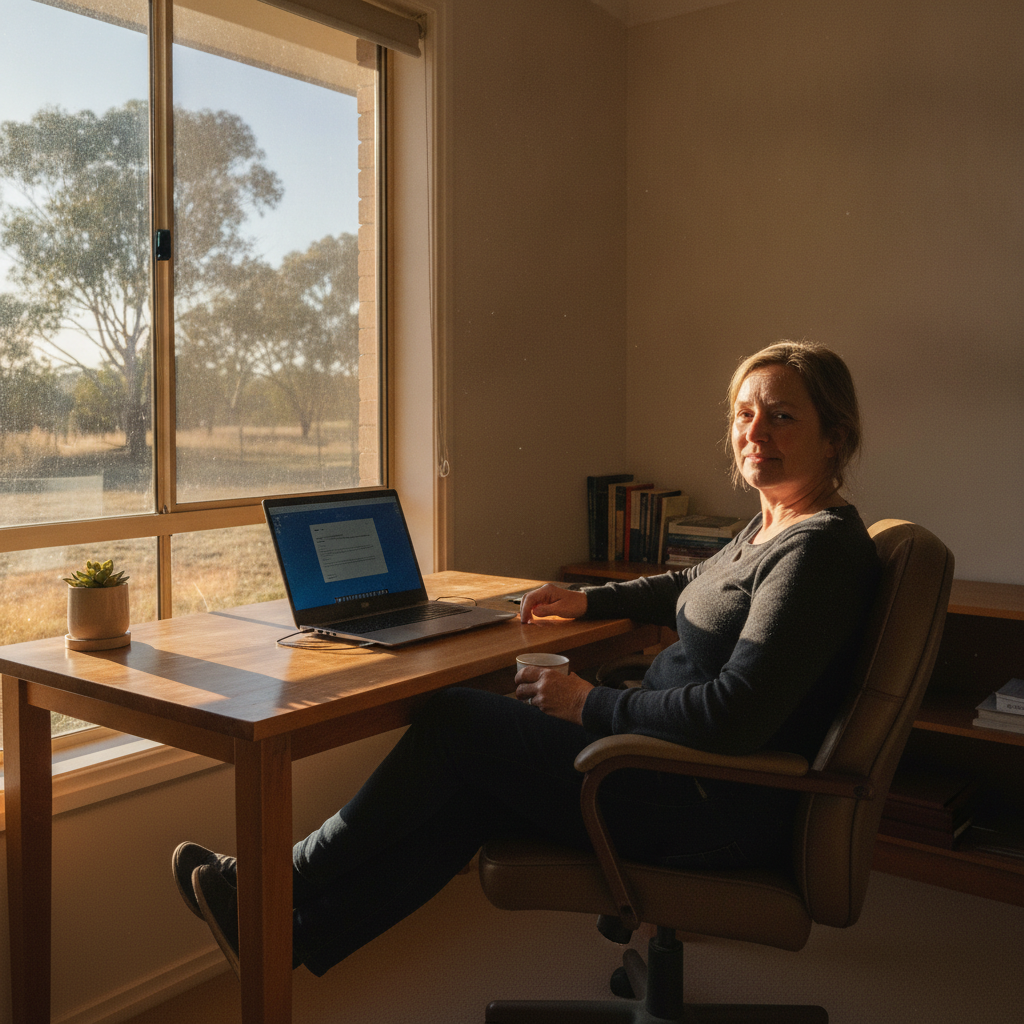 Professional computer clean-out in McHarg Creek (5157) — a happy South Australia resident at home with a spotless, fast, quiet machine