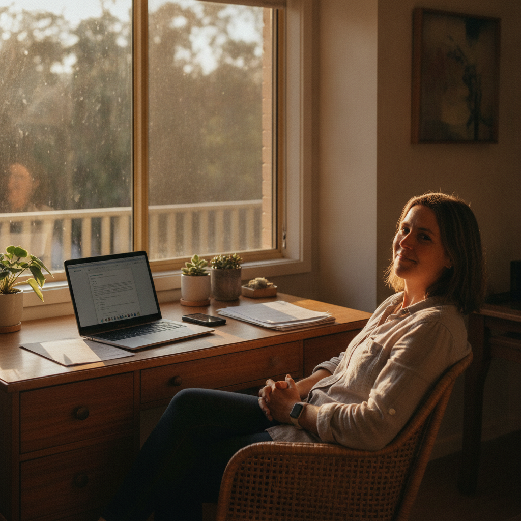 Professional computer clean-out in McLeods Shoot (2479) — a happy New South Wales resident at home with a spotless, fast, quiet machine