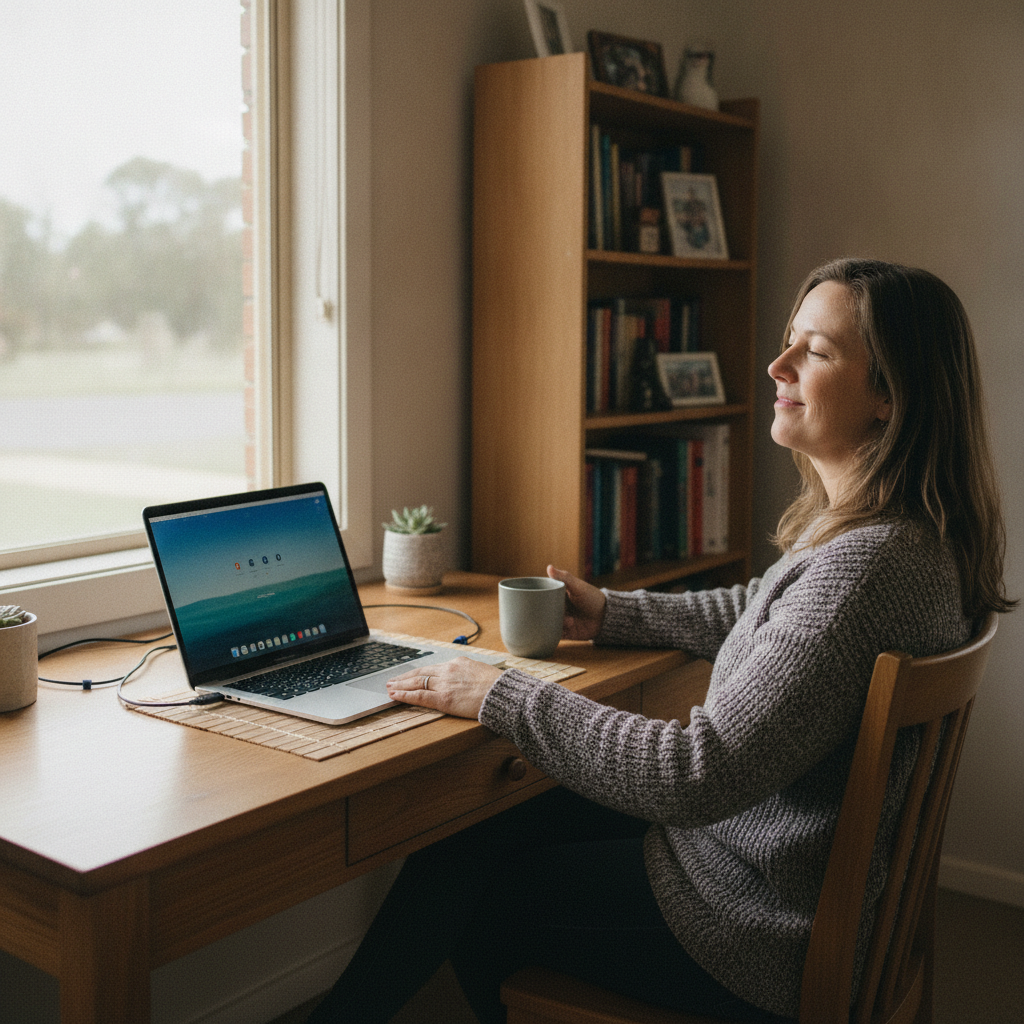 Professional computer clean-out in Meadow Flat (2795) — a happy New South Wales resident at home with a spotless, fast, quiet machine