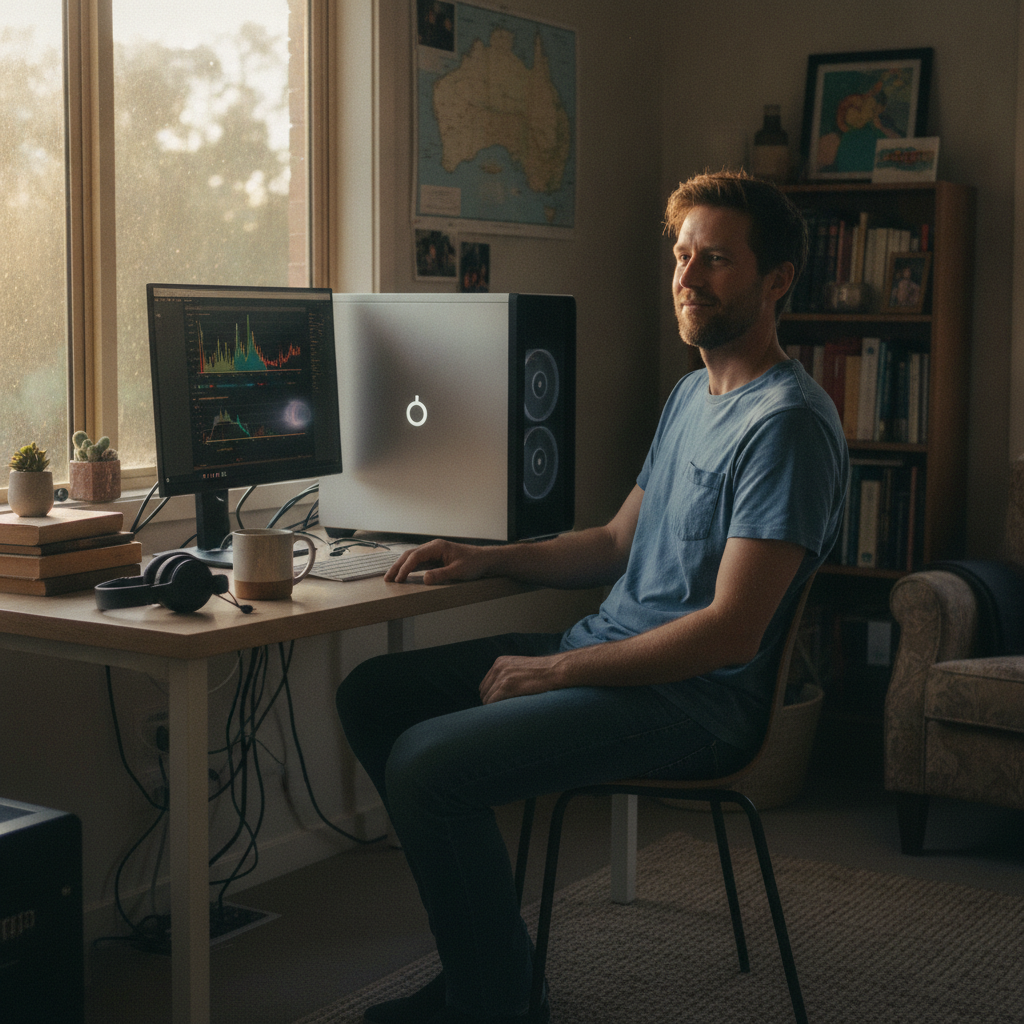 Computer cleaning in Medway (2820) — a local resident at home with a clean, fast, dust-free computer running cool and quiet