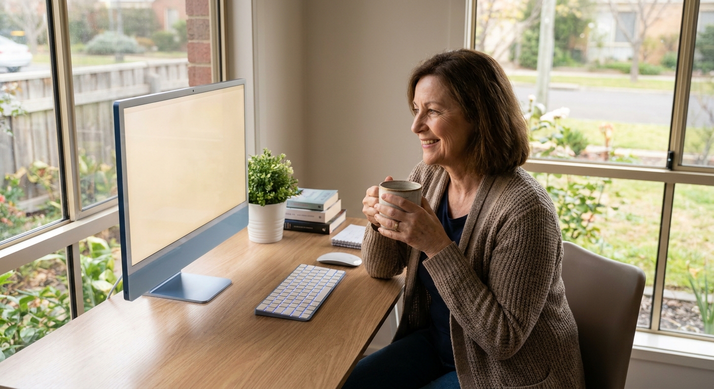 Computer cleaning in Melbourne, Victoria — a local resident at home with a clean, fast, dust-free computer running cool and quiet