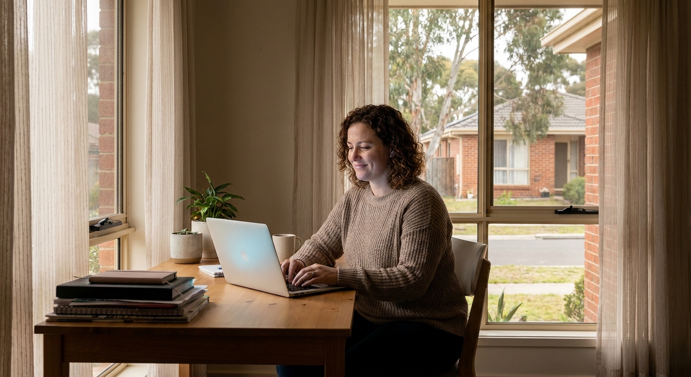 Professional computer clean-out in Mernda (3754) — a happy Victoria resident at home with a spotless, fast, quiet machine