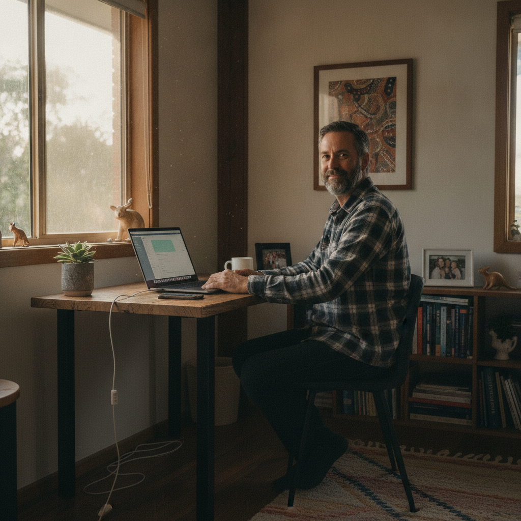 Professional computer clean-out in Middle Brother (2443) — a happy New South Wales resident at home with a spotless, fast, quiet machine