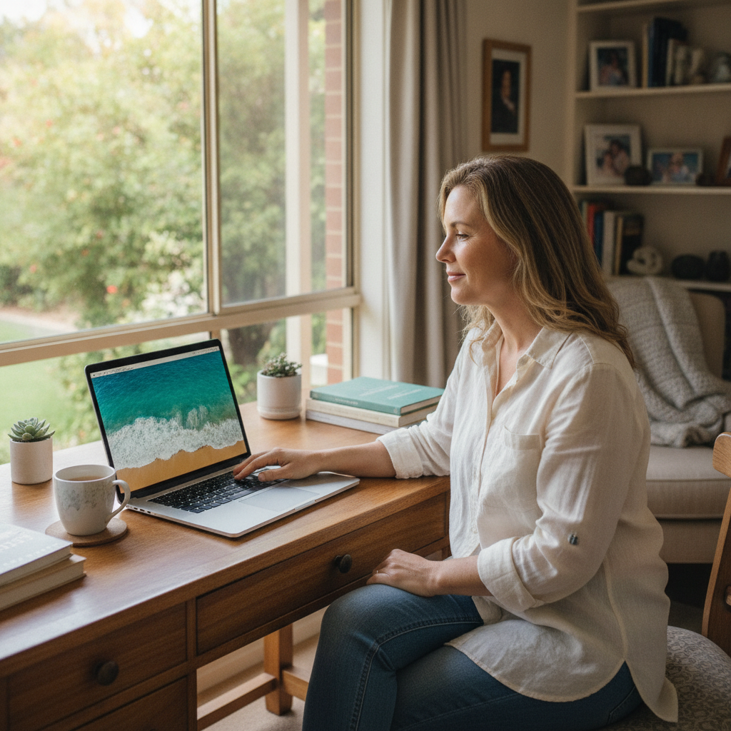 Professional computer clean-out in Minimbah (2312) — a happy New South Wales resident at home with a spotless, fast, quiet machine