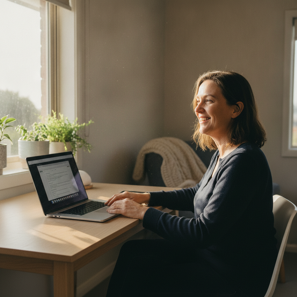 Professional computer clean-out in Moana (5169) — a happy South Australia resident at home with a spotless, fast, quiet machine
