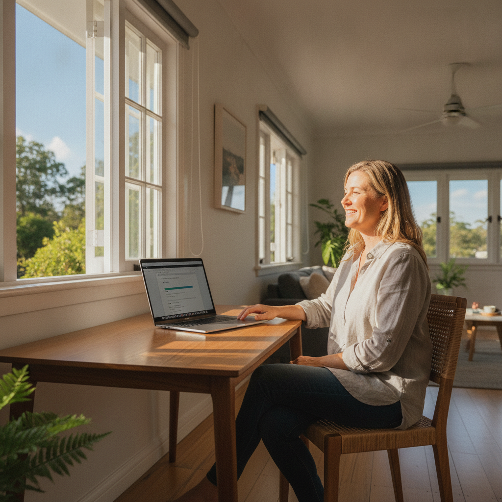 Computer cleaning in Moggill (4070) — a local resident at home with a clean, fast, dust-free computer running cool and quiet
