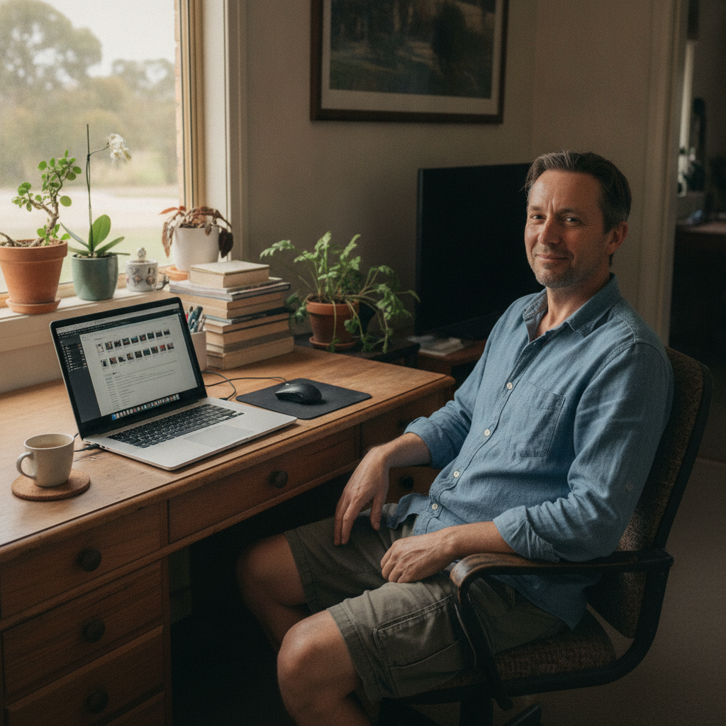 Professional computer clean-out in Monteagle (2594) — a happy New South Wales resident at home with a spotless, fast, quiet machine