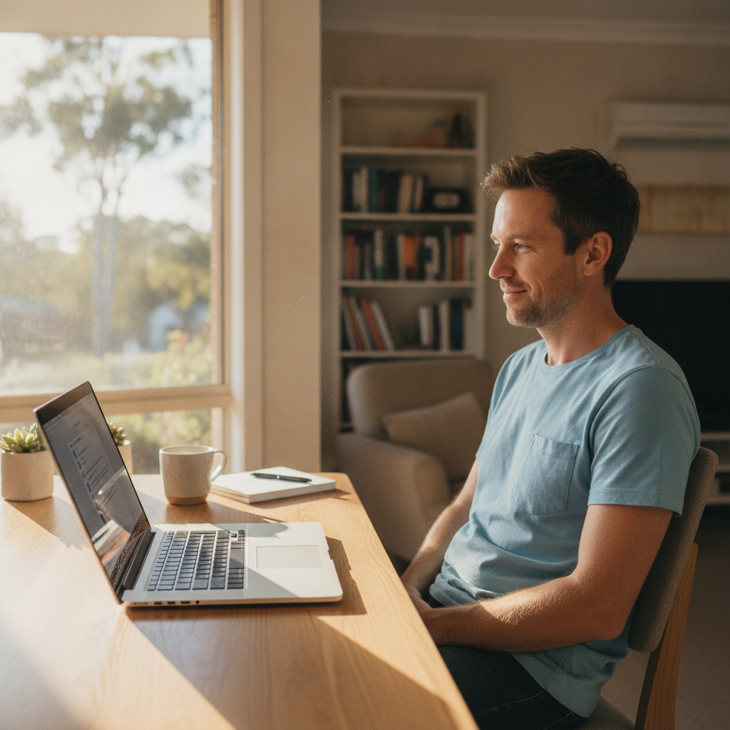Professional computer clean-out in Monterey (2217) — a happy New South Wales resident at home with a spotless, fast, quiet machine