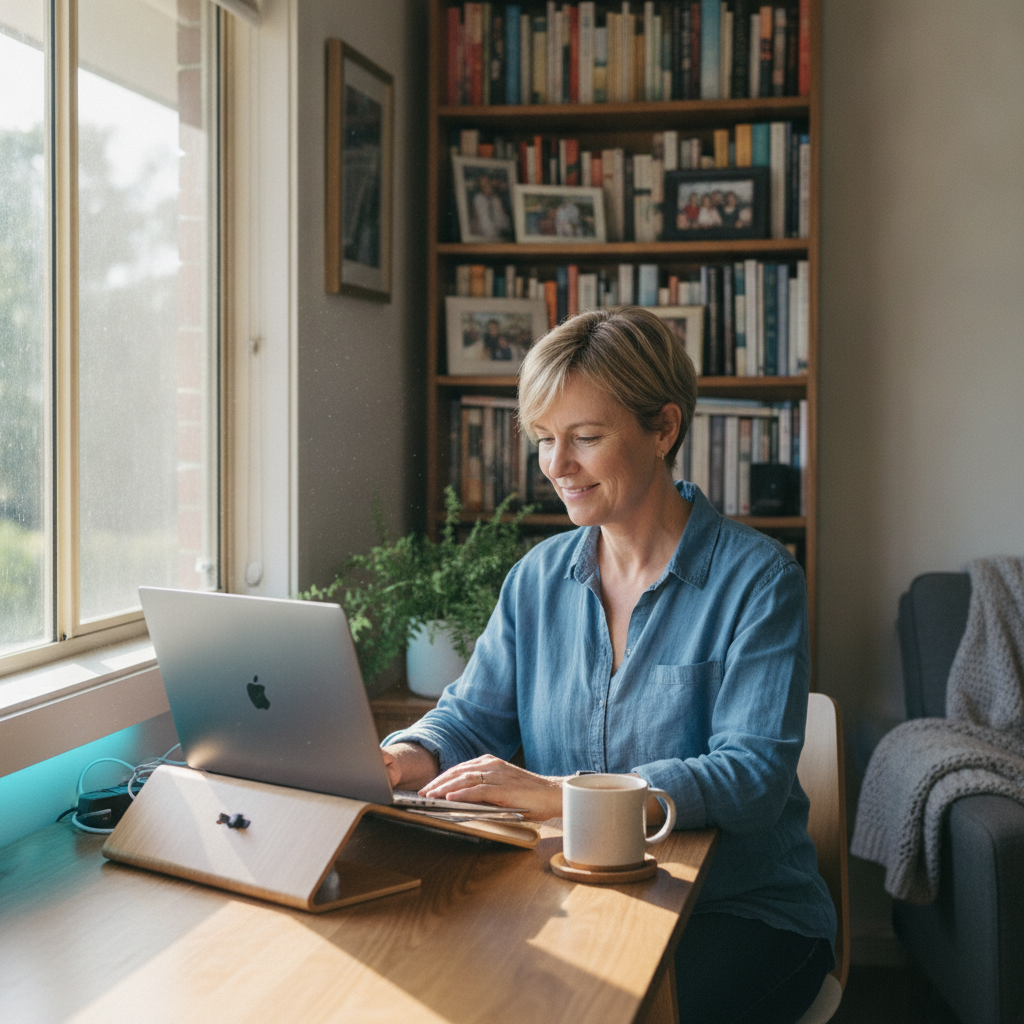 Professional computer clean-out in Morisset (2264) — a happy New South Wales resident at home with a spotless, fast, quiet machine