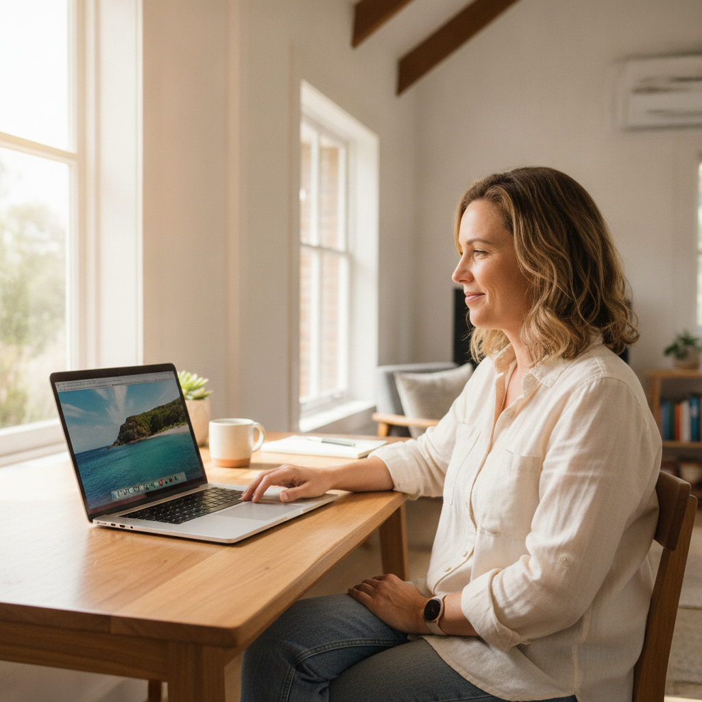 Professional computer clean-out in Morpeth (2321) — a happy New South Wales resident at home with a spotless, fast, quiet machine