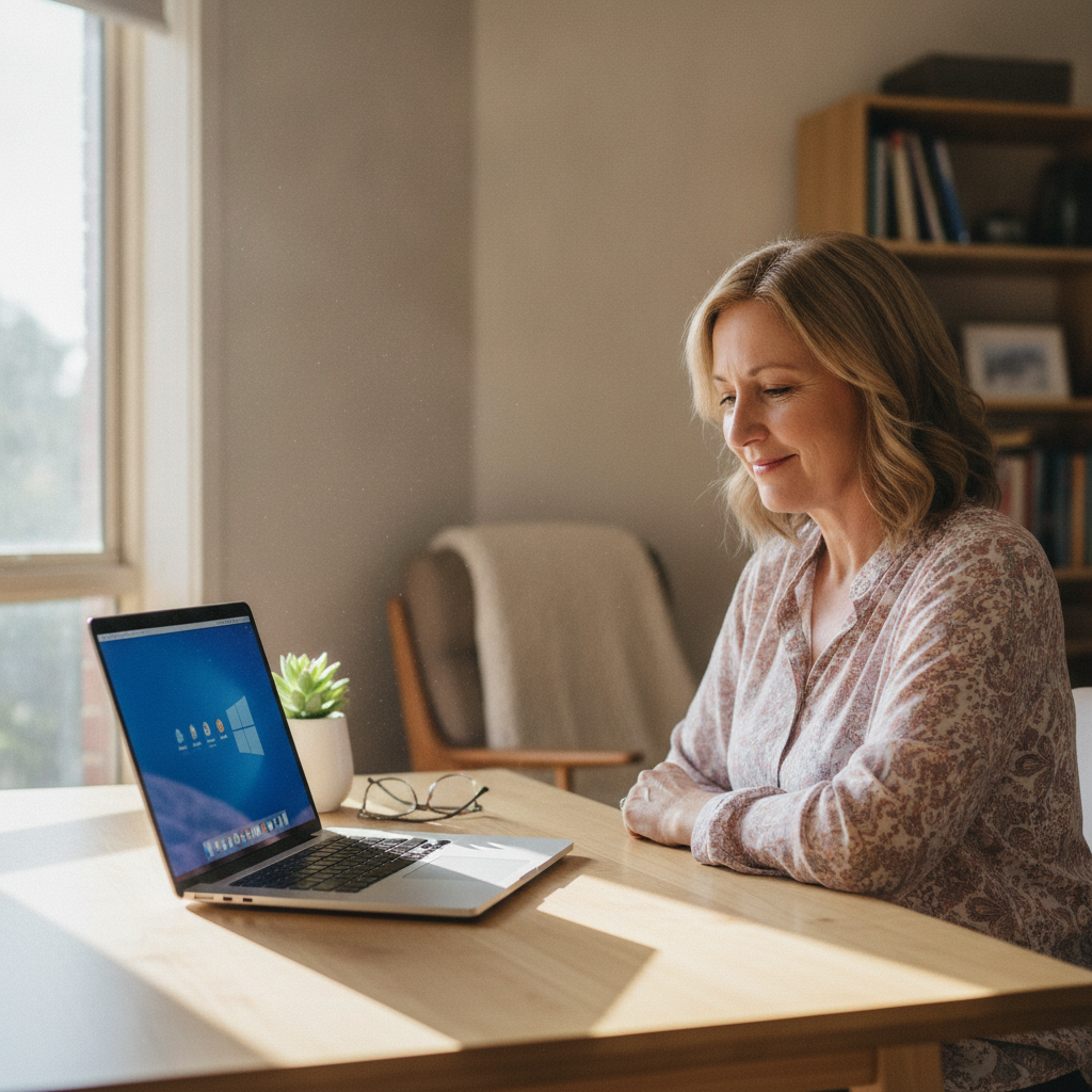 Professional computer clean-out in Mount Austin (2650) — a happy New South Wales resident at home with a spotless, fast, quiet machine