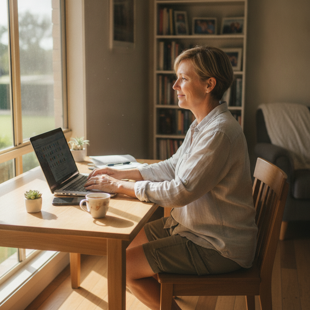 Professional computer clean-out in Mount Cotton (4165) — a happy Queensland resident at home with a spotless, fast, quiet machine
