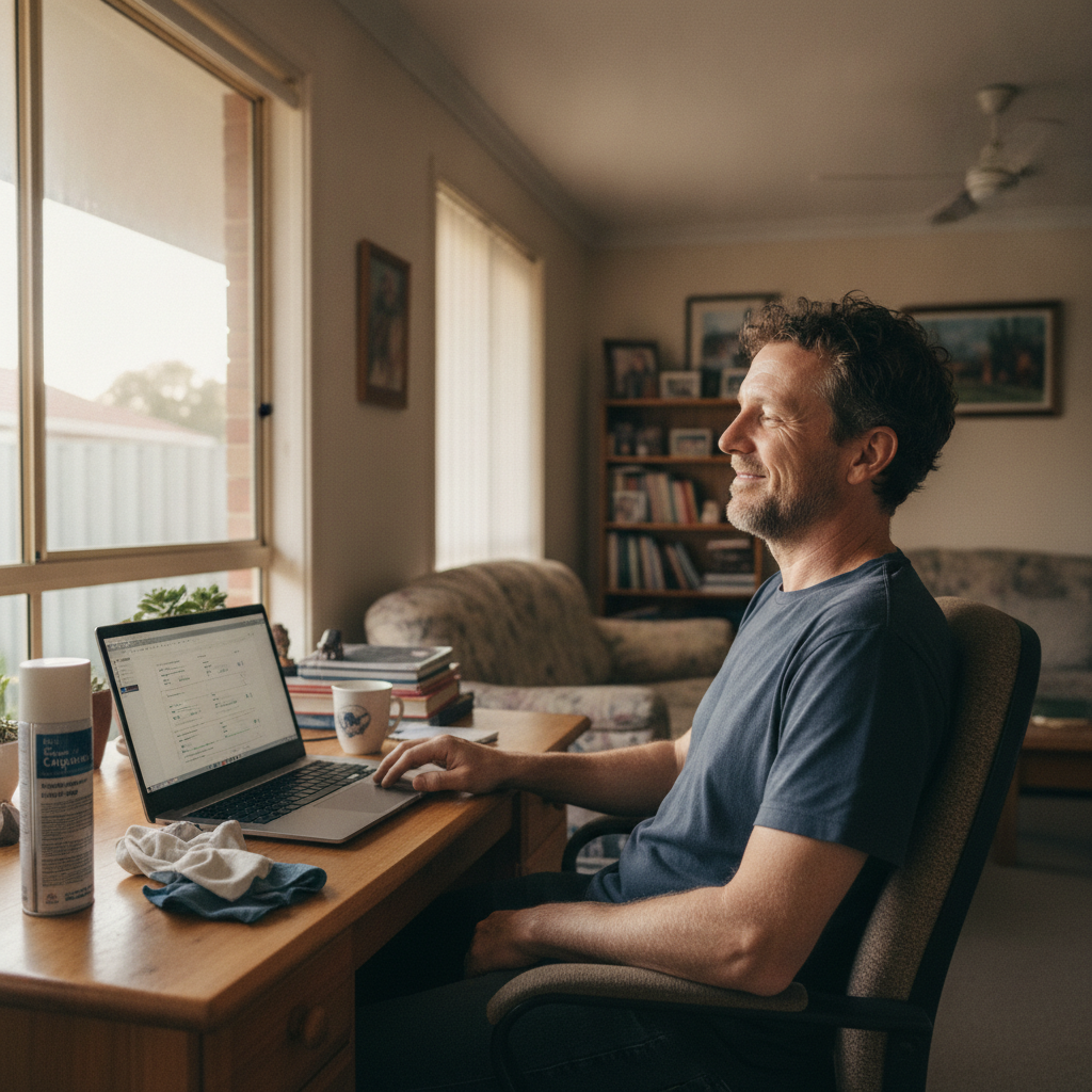 Computer cleaning in Mount Druitt (2770) — a local resident at home with a clean, fast, dust-free computer running cool and quiet