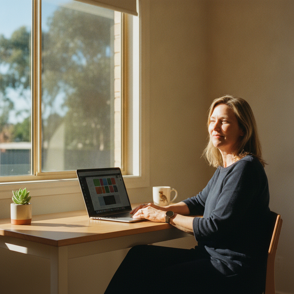Professional computer clean-out in Mount McDonald (2793) — a happy New South Wales resident at home with a spotless, fast, quiet machine