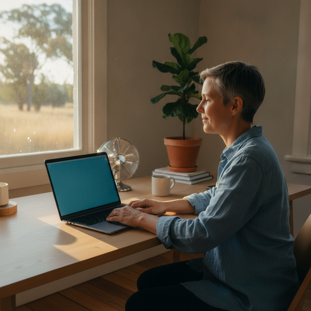 Professional computer clean-out in Mount Stirling (6383) — a happy Western Australia resident at home with a spotless, fast, quiet machine