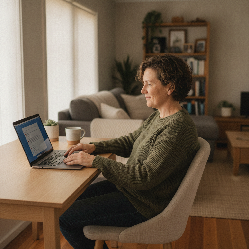 Professional computer clean-out in Mowbray (7248) — a happy Tasmania resident at home with a spotless, fast, quiet machine