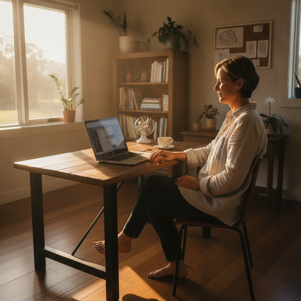 Professional computer clean-out in Mudgee (2850) — a happy New South Wales resident at home with a spotless, fast, quiet machine