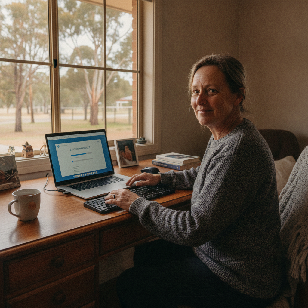 Computer cleaning in Mugincoble (2870) — a local resident at home with a clean, fast, dust-free computer running cool and quiet