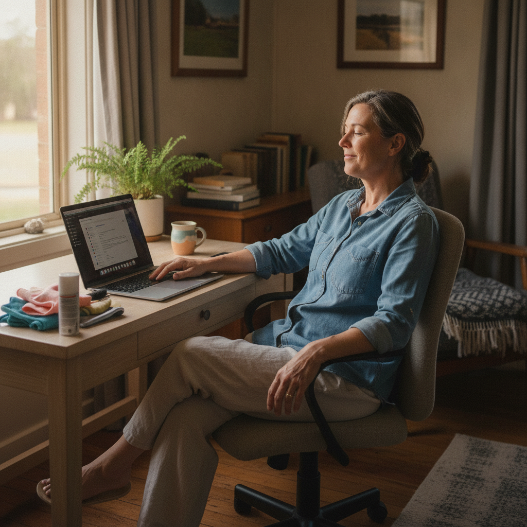 Professional computer clean-out in Mulgowrie (2583) — a happy New South Wales resident at home with a spotless, fast, quiet machine