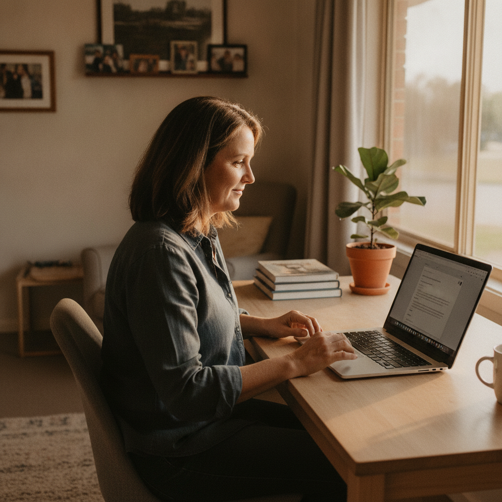 Professional computer clean-out in Mullaley (2379) — a happy New South Wales resident at home with a spotless, fast, quiet machine