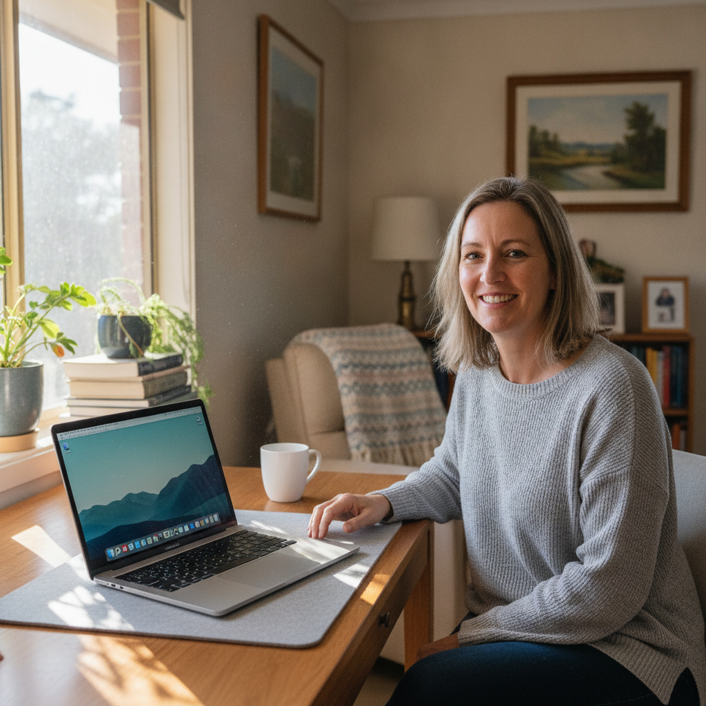 Professional computer clean-out in Mullamuddy (2850) — a happy New South Wales resident at home with a spotless, fast, quiet machine