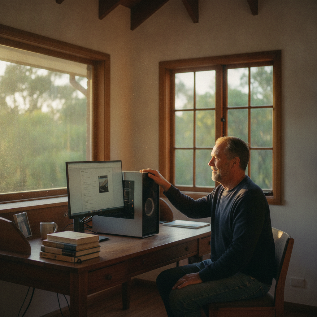 Computer cleaning in Mundaring (6073) — a local resident at home with a clean, fast, dust-free computer running cool and quiet